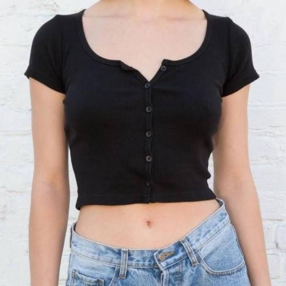 Brandy Melville Black Button Up T shirt